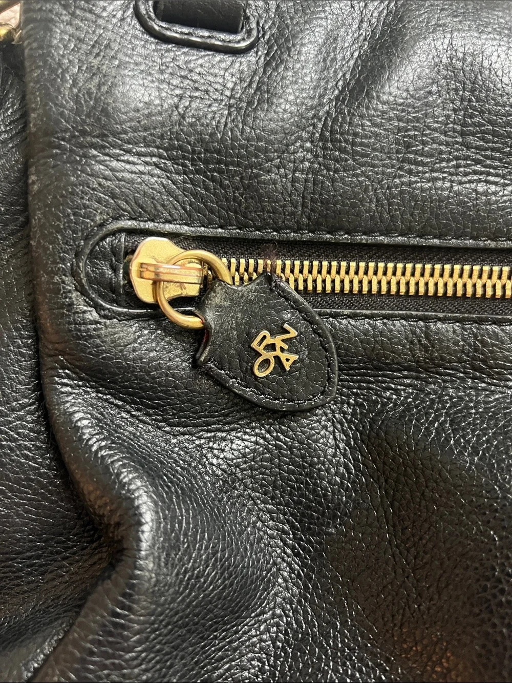orYANY Black Pebbled Leather Satchel Crossbody Bag Brass Hardware